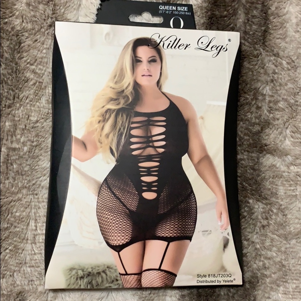 Fishnet Lingerie •BodyStocking• Garter Thigh Highs